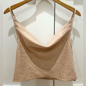 Urban Outfitters Satin Beige Cowl Neck Cropped Tank Top. SIZE S.